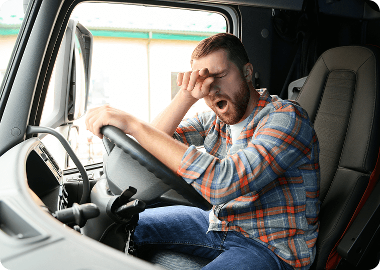 fatigued driver with hand on head