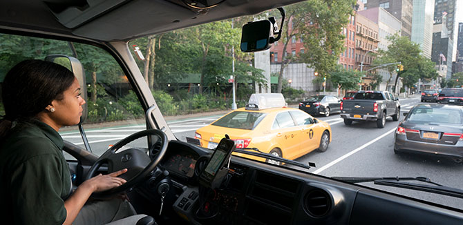 Driver sitting in traffic