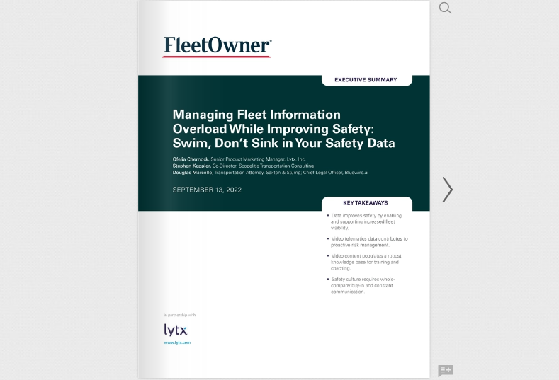 "Fleet Owner, managing fleet information overload while improving safety: Swim, don't sink in your safety data"