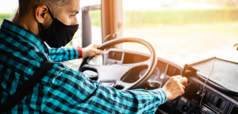 driver at the wheel of commercial vehicle
