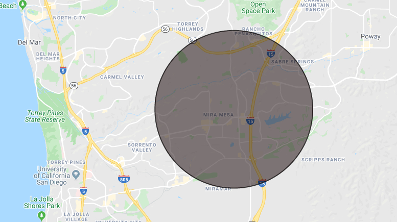 geofencing example of a zone on a map