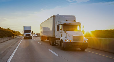 Cargo trucks on the road