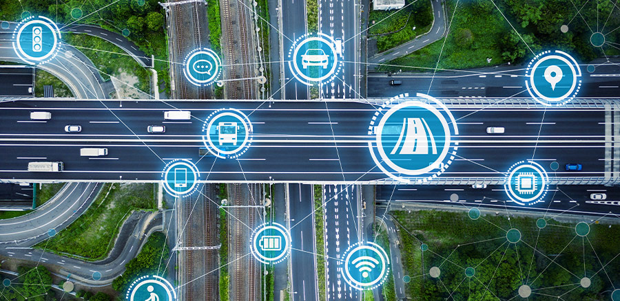 data connections graphics on the road