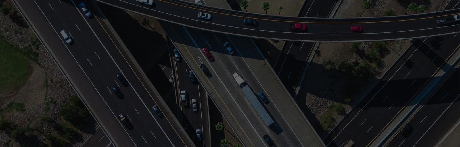 arial view of major highways overlapping