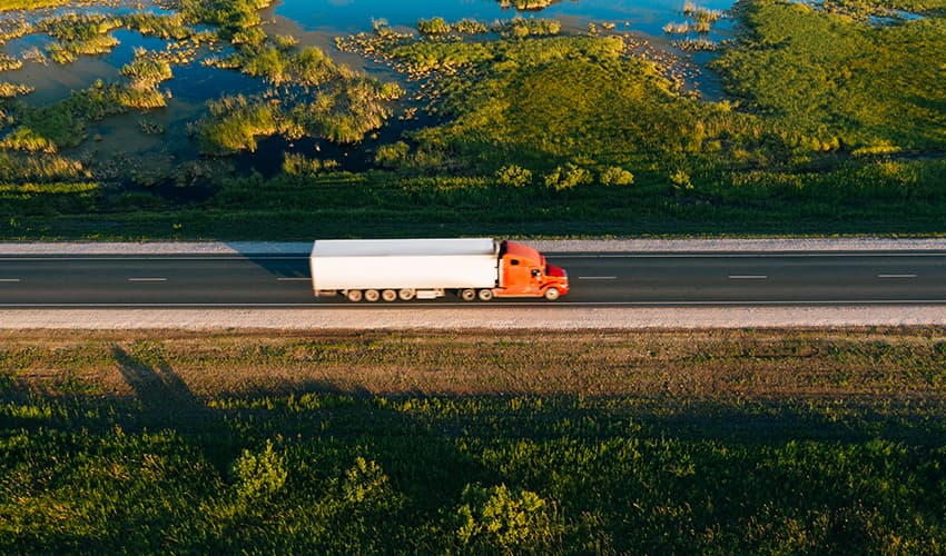 semi truck driving on a highway