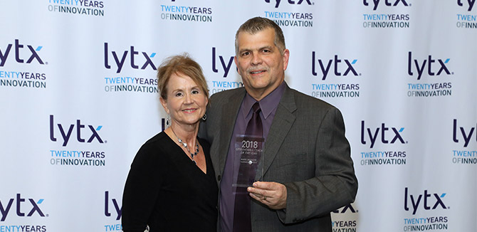 Lytx 2018 Coach of the Year Mark Barnett, pictured with his wife, Kelli