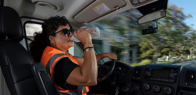 driver drinking water
