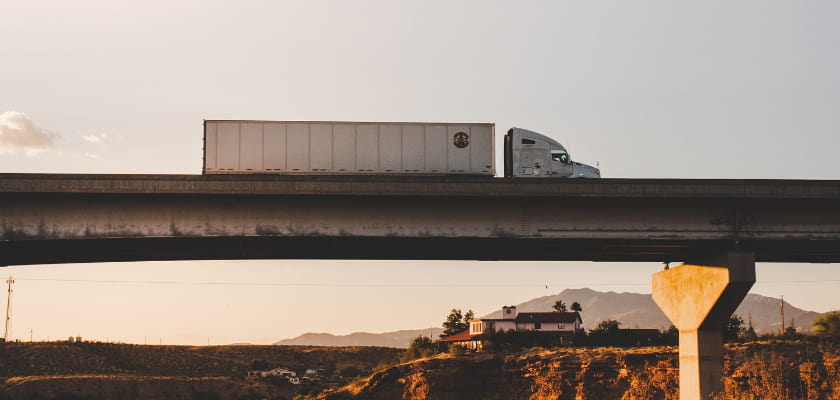 truck going across a bridge