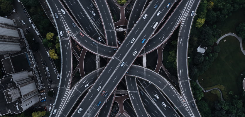 birds eye view of roads